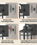 Porch Light Outdoor Dusk To Dawn With Built In GFCI Outlet 2 In 1 Wall Light IP44 Waterproof installation steps