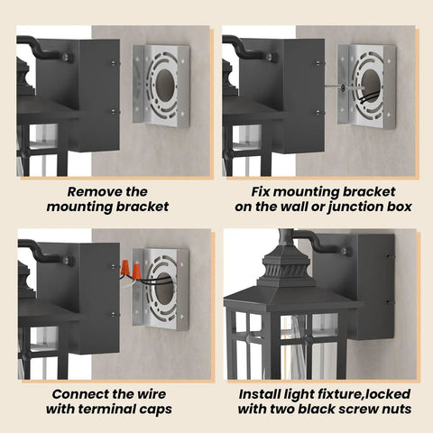 Porch Light Outdoor Dusk To Dawn With Built In GFCI Outlet 2 In 1 Wall Light IP44 Waterproof installation steps