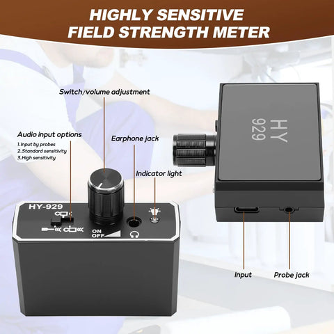 Underground Water Leak Detection Kit With Headset High Sensitivity Pipe Leak Detector Dual Probe Design For DIY Home Plumbing Leak Testing And Field Strength Meter For Quick Diagnostics And Peace of Mind, HY-929 ABS unit
