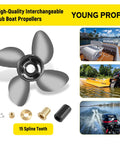 Beefy Stainless Steel Outboard Boat Propeller 13 1/4 By 15 For Mercury Engines 40 140HP Right Hand 15 Tooth Hub