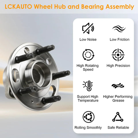 Front Or Rear Wheel Hub And Bearing Assembly That Fits Chevy Malibu 13 16 Impala 14 17 Buick Lacrosse GMC Terrain Chevrolet Equinox 10 16 Buick Regal 11 16 And More For A Smooth Quiet Ride, shown with features like low noise and high precision.