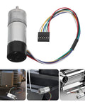 Top Shelf High Torque Metal Dc Micro Motor With Encoder, Heavy Duty Speed Reducer For Low Rpm Fans And Workshop Gear, Smooth Forward Reverse Rotation That Handles Any Heavy Lift with colorful wires.