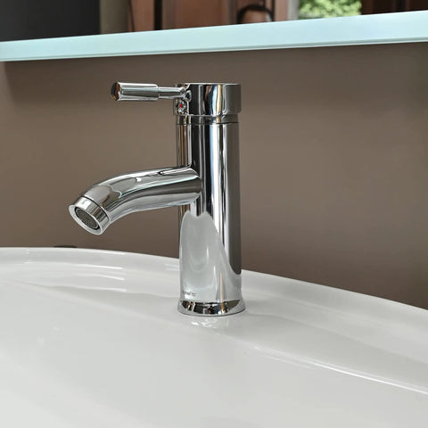 Chrome faucet on white ceramic vessel sink with pop-up drain, part of the White Ceramic Vessel Sink With Faucet And Pop Up Drain Oval Above Counter Bathroom Vanity Basin Durable Porcelain Minimalist Modern Design For Homes Easy Install Sleek Dope Look For Powder Rooms.