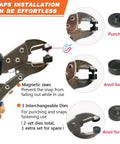 Marine Snap Fasteners Kit With 60 Stainless Steel 15mm Snaps And Pliers For Boat Covers Tarp Canvas Leather Carpet And Fabric Easy Install With Upgrade Die Holder For Precise Alignment And Durable Outdoor Use showing pliers with magnetic jaws and interchangeable dies.