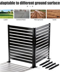 Double Layer Privacy Fence Four Panel Heavy Duty Wrought Iron Screen For Maximum Backyard Privacy Also Great For AC Units Trash Areas And Pool Enclosures 38 Inch Wide By 48 Inch High adaptable to different ground surfaces