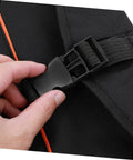 Hand fastening buckle on Rock Solid Oxford Fabric Drum Storage Bag Hella Durable Percussion Pouch Sweet Travel Case Bangin Beats Organizer And Silent Snare Pad Cover Black Gear.