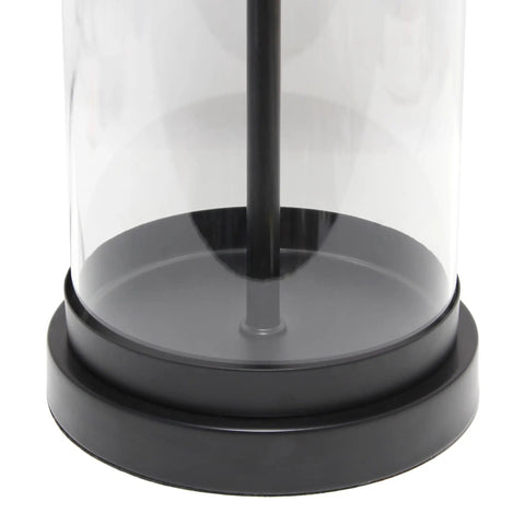 Coastal Style Table Lamp With Enclosed Clear Glass And Black Metal Base, White Fabric Drum Shade, 3 Way 100W Equivalent Bulb, Rotary Socket Switch, Modern Enclosed Design For Living Room Or Bedroom