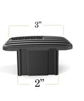 Heavy Duty Black Flag Hitch Receiver Cap For 2 Inch Tow Hitch - No Pin Required, Tight Fit Plug Cover side view with dimensions