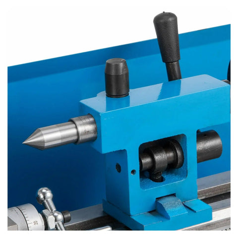 Close-up of the spindle component of the Awesome 550W Mini Benchtop Lathe Metal Works Machine showcasing precision tools.
