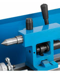 Close-up of Top Tier 550W Mini Benchtop Metal Lathe Machine For Precision DIY Projects showing adjustable components and stainless steel tip.