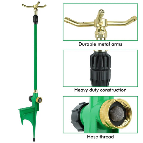 Two Pack 3 Arm Sprinkler With Adjustable Telescoping Base And 360 Degree Rotation Delivers Wide Coverage Up To 24 Feet Diameter