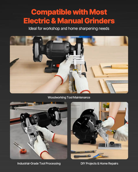 Adjustable Bench Grinder Tool Rest For 6 Inch Or 8 Inch Grinders With Flat Miter Slide Replacement Sharpening Jig In Use