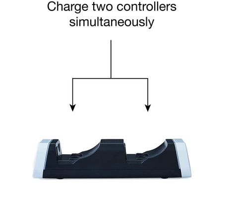 Dual PS5 Controller Charging Station With Rapid Safe Power Indicators Slick Space Saving Build provides simultaneous charging.