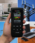 Hand holding EMF Meter And RF Detector With Calibration Certificate For Home And Office Use Detects High And Low EMF from towers