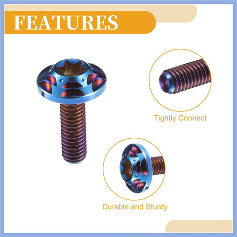 Quarter Inch M6 Universal Anti Theft License Plate Screws With Four Silicone Washers Titanium Alloy Deep Blue Durable Security Bolts Kit For Car Tag Frame Holder featuring detailed view and features