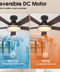 Ceiling Fans,46" RGB Low Profile Ceiling Fans with Lights, Wood-like Blades with Reversible DC Motor for summer and winter.