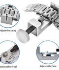 6-Piece Watch Band Link Remover Tool Kit With Spring Bar Tool And Replacement Pins showing adjustable strap tools