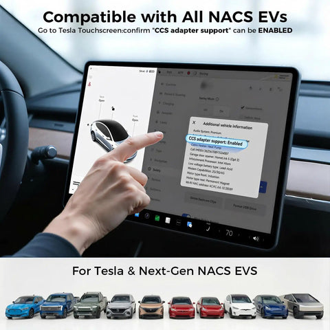 Hella Fast CCS1 To NACS Adapter Bringing 250KW DC Supercharging Power Down Level 3 Only Plug And Play Sweet Deal For Compatible Tesla Models seen in Tesla interface.