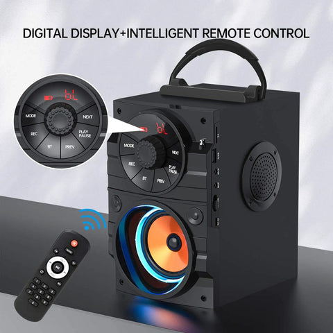 Massive Portable Bluetooth Speaker With Subwoofer And Light Show Wireless Stereo Four Point Two FM Radio LED Lights Equalizer