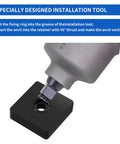 Heavy Duty Impact Retaining Ring Clip And O Ring Kit With Anvil Installation Tool For 1/2 And 3/8 Inch Impact Wrenches, installation tool in use.