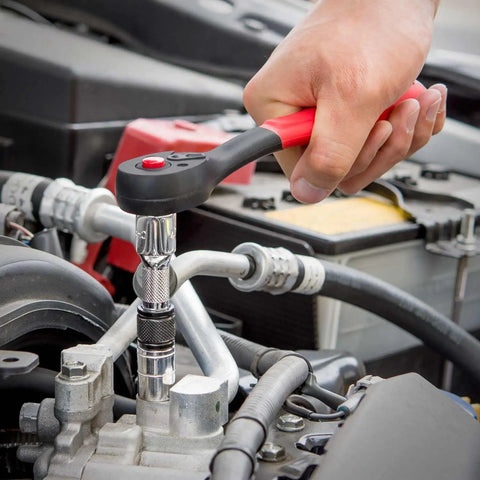 Using Three Eighths Inch Drive Locking Extension Bar Set Three Piece With Three, Six, And Ten Inch Extensions on car engine