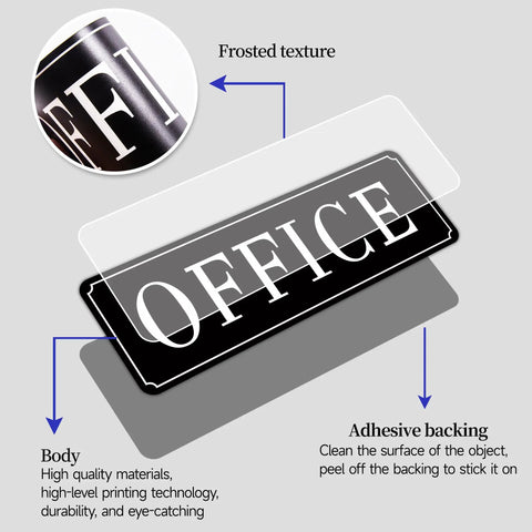 Self-Adhesive Office Door Sign For Home And Business, Waterproof And Fade-Resistant Modern Matte Black Sticker, adhesive backing