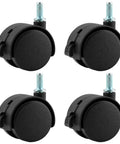 Four Pack 1.5 Inch Swivel Caster Wheels With Locking Brakes And 6.25 Millimeter Straight Stem for smooth movement on furniture.