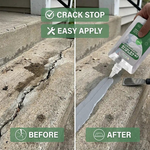 Heavy Duty Concrete Crack Filler With Slick Hydrocarbon Guard And Deep Penetrating Base Seal applied on cracked sidewalk sections.