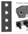 Black Sliding Barn Door Track Connector Repair Bracket with mounting screws, a heavy-duty metal flat plate for barn door hardware kit.