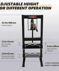 6 Ton Hydraulic Shop Press With Heavy Duty H Frame For Bearing Installation And U Joint Press, Adjustable Worktable
