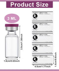 Image of 20 Pack 3Ml Sealed Sterile Empty Vials With Self Healing Injection Port Glass Penicillin Bottle And 20 Purple Label Stickers