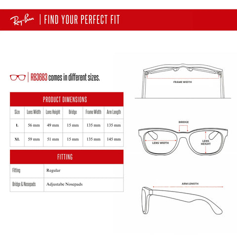 RB3683 Square Sunglasses Unisex 56mm Silver Frame Dark Grey Lenses, 100 Percent UV Protection, Large Fit With 135mm Hinge To Hinge
