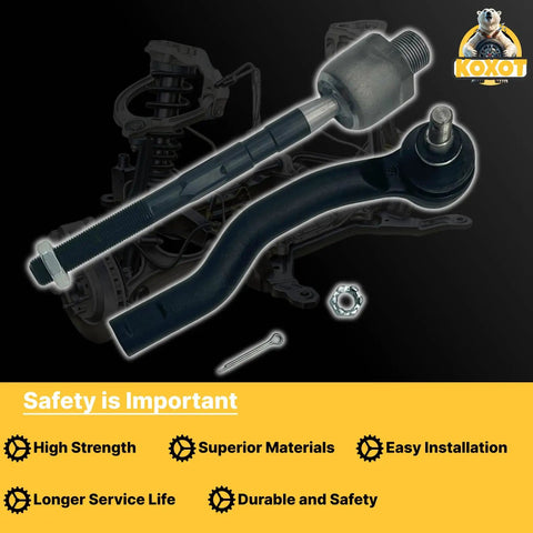 4Pc Front Tie Rod Ends Kit For Ford Edge 2007 To 2014 And MKX 2007 To 2015 Inner And Outer Ends With EV800576 ES800473 ES800474 steel steering parts