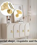 4 Piece Dope Golden Leaf Knob Set For Cabinets And Drawers on white cabinet, premium finish, easy to install hardware