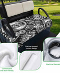 Two Seater Golf Cart Seat Cover And Towel Microfiber Absorbent Breathable Bench Seat Protector With Vintage Engine Print for Golf Course