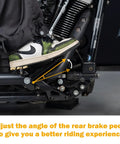 Extended Brake Shift Lever Kit With Linkage For 2018 And Up M8 Harley Softail Low Rider S And Street Bob Bolt On Performance That Makes Braking Feel Crisp And Much Easier Durable Al6063 Aluminum Corrosion Resistant, installed on Harley Softail rear brake pedal