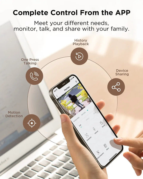 Person holding smartphone displaying app interface for Wireless WiFi Video Doorbell Camera With Chime, 1080P HD, 140 Degree View