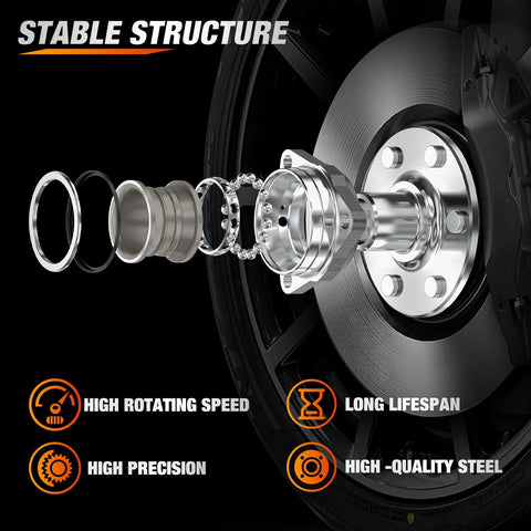 Front Wheel Bearing Hub Assembly 6 Lug Drop In Replacement For Silverado Tahoe Suburban Yukon XL Avalanche Express 1500 1999 To 2006 And Cadillac Escalade 6 Lug OEM 515036 Compatible, exploded view showing components