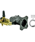 4400 PSI 4.0 GPM Horizontal Replacement Pressure Washer Pump Kit with brass components and installation hardware.