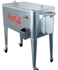 80 Quart Galvanized Rolling Cooler With Bottle Opener, Party Ready Ice Cold Retro Coca Cola Style Outdoor Beverage Cooler