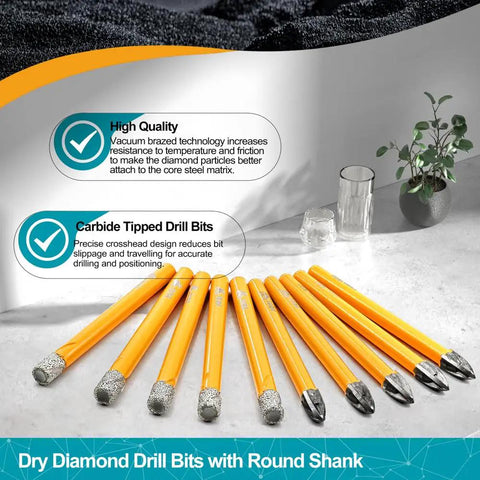 Diamond Drill Bits Kit Must Have For Ceramic Tile And Stone All In One Dry Bits 6mm 8 Pack And Carbide Bits 6mm 2 Pack