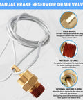 Manual Brake Reservoir Drain Valve with 1/4 Inch Brass Plug and Silicone O-Ring for Secure Sealing and Connection