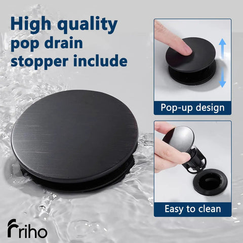 Lead Free Centerset Modern Two Handle Oil Rubbed Bronze Bathroom Faucet 3 Hole 4 Inch Vanity pop drain stopper detail