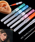 Mixed Gauge Catheter Piercing Needles Kit 10Pcs Set 14G 16G 18G 20G 22G Hollow Cannula for Nose Belly Ear Piercing and Body Piercing Tools Ideal for Pros and DIYers, 316L stainless, shown with ear and cannula tubes