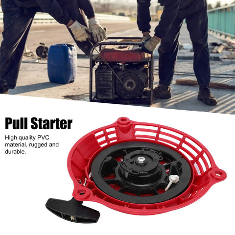 Durable PVC Manual Pull Start Assembly For Garden Tools And Industrial Equipment Tough Replacement Part For GCV160 Engine Pull Starter Easy Fit And Built To Last Performance, red pull starter with black handle