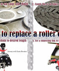 A2050 Double Pitch Conveyor Roller Chain 10 Feet With One Connecting Link For Farm Use guide showing replacement steps.