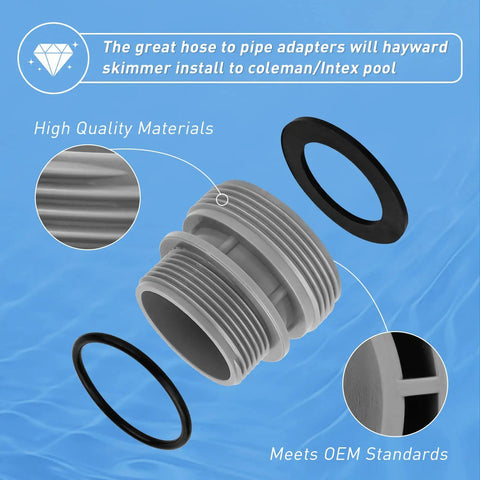 40mm To 1-1/2 Inch Hose Conversion Kit For Intex Coleman Above Ground Pools No-Fuss Easy Fit Adapters with rubber seals