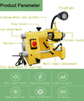 Beefy 5C Benchtop Cutter Grinder And Tool Sharpener with floodlight, adjustments, and gringing wheel for precise tool sharpening.