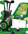 Toddler Golf Club Set For Little Legends Ages One To Four Featuring Retractable Mini Drivers on green play mat with balls.