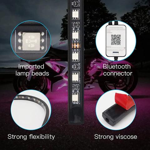 4 Piece Underglow Kit For Cars And Trucks App Controlled Multicolor RGB Underbody Lights With Music Sync Waterproof Display
